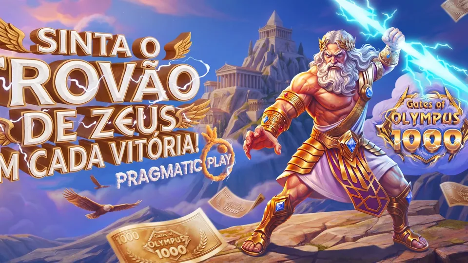 Banner do jogo Gates of Olympus 1000, da Pragmatic Play, no catálogo da TopX